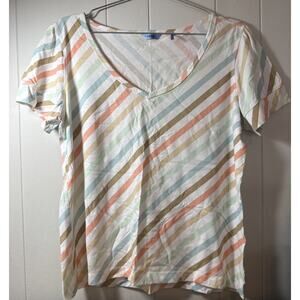 XL Izod Ladies Women's Vintage 1990s Tshirt Striped Colorful V9